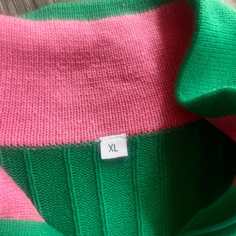 “Calling All AKA Sorority Members”   Green Cable Knit Zip Cardigan with Crest - Picture 2 of 4